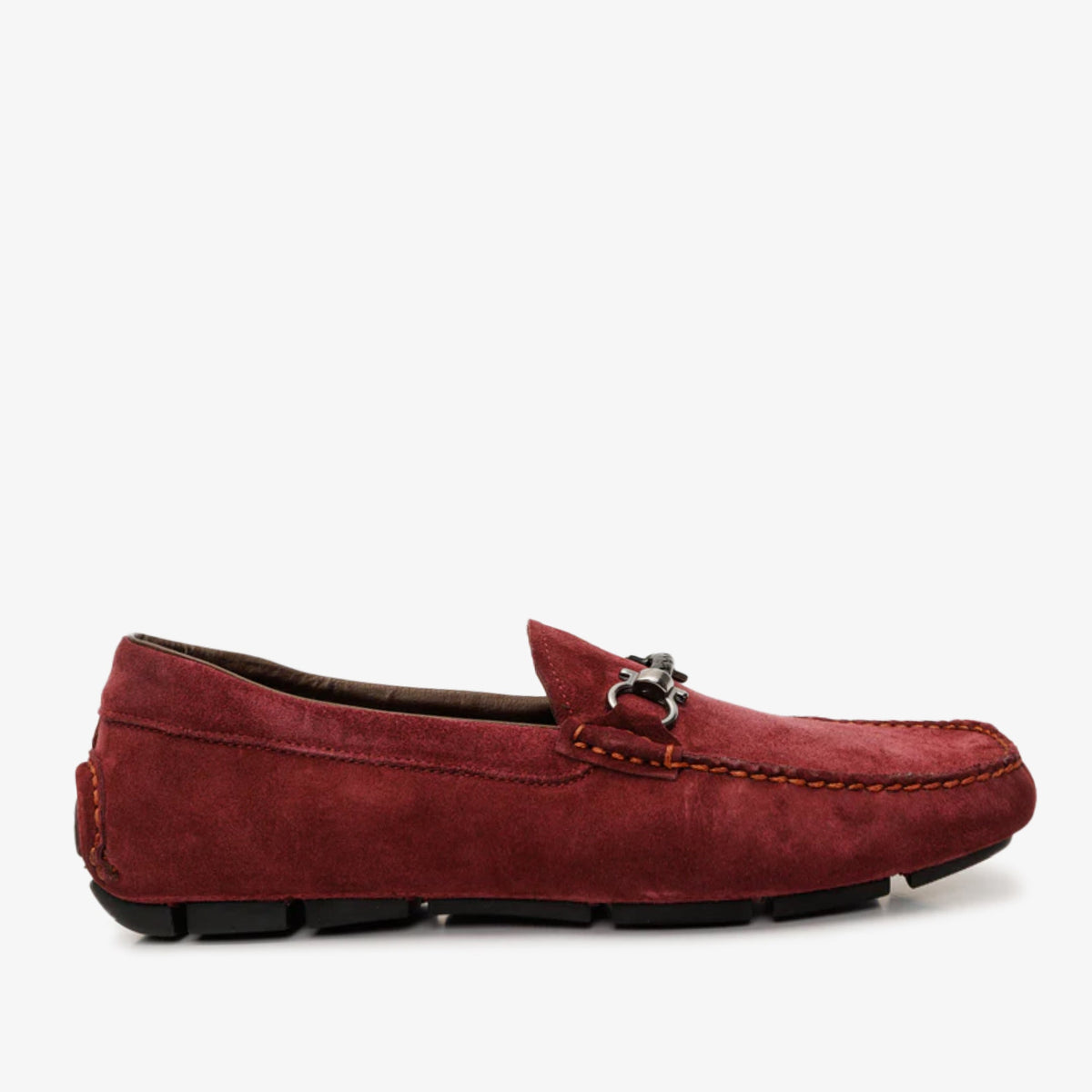 The Bari Burgundy Suede Leather Bit Drive Loafer  Shoe