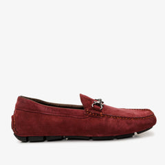 The Bari Burgundy Suede Leather Bit Drive Loafer  Shoe