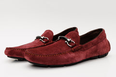 The Bari Burgundy Suede Leather Bit Drive Loafer  Shoe