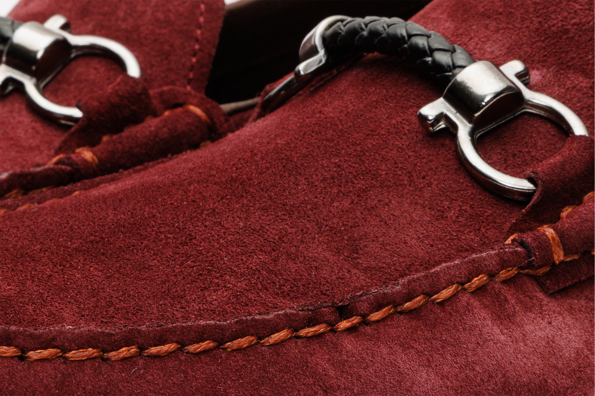 The Bari Burgundy Suede Leather Bit Drive Loafer  Shoe