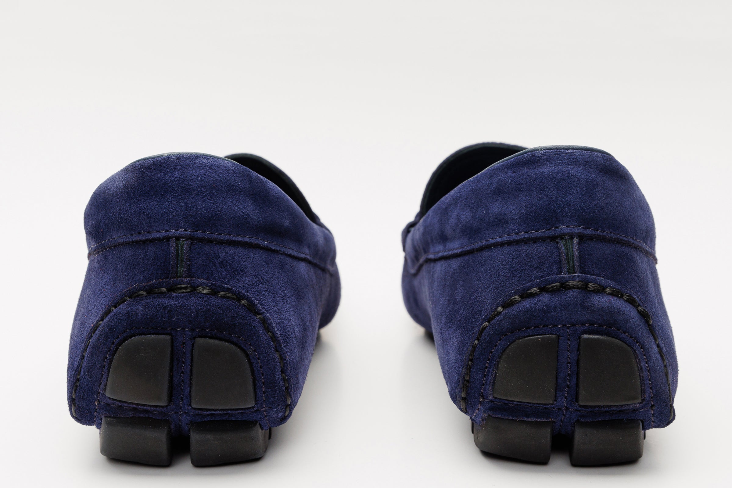 The Bari Navy Blue Suede Leather Bit Drive Loafer Shoe