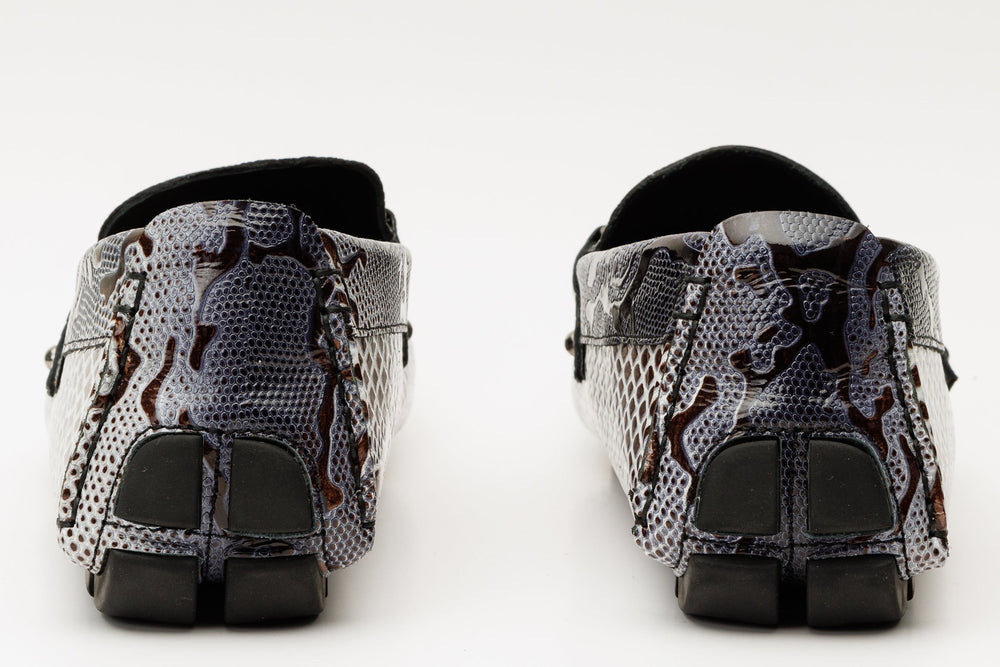Bologna Black White Bit Drive Loafer Shoe