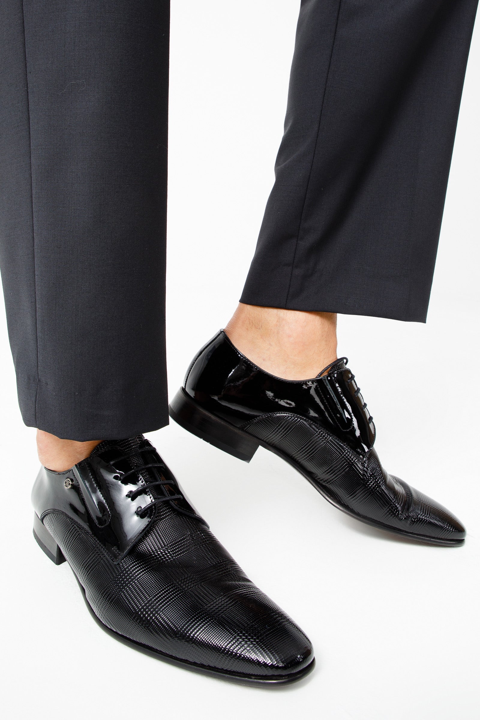 The San Severo Black Patent Leather Derby Shoe