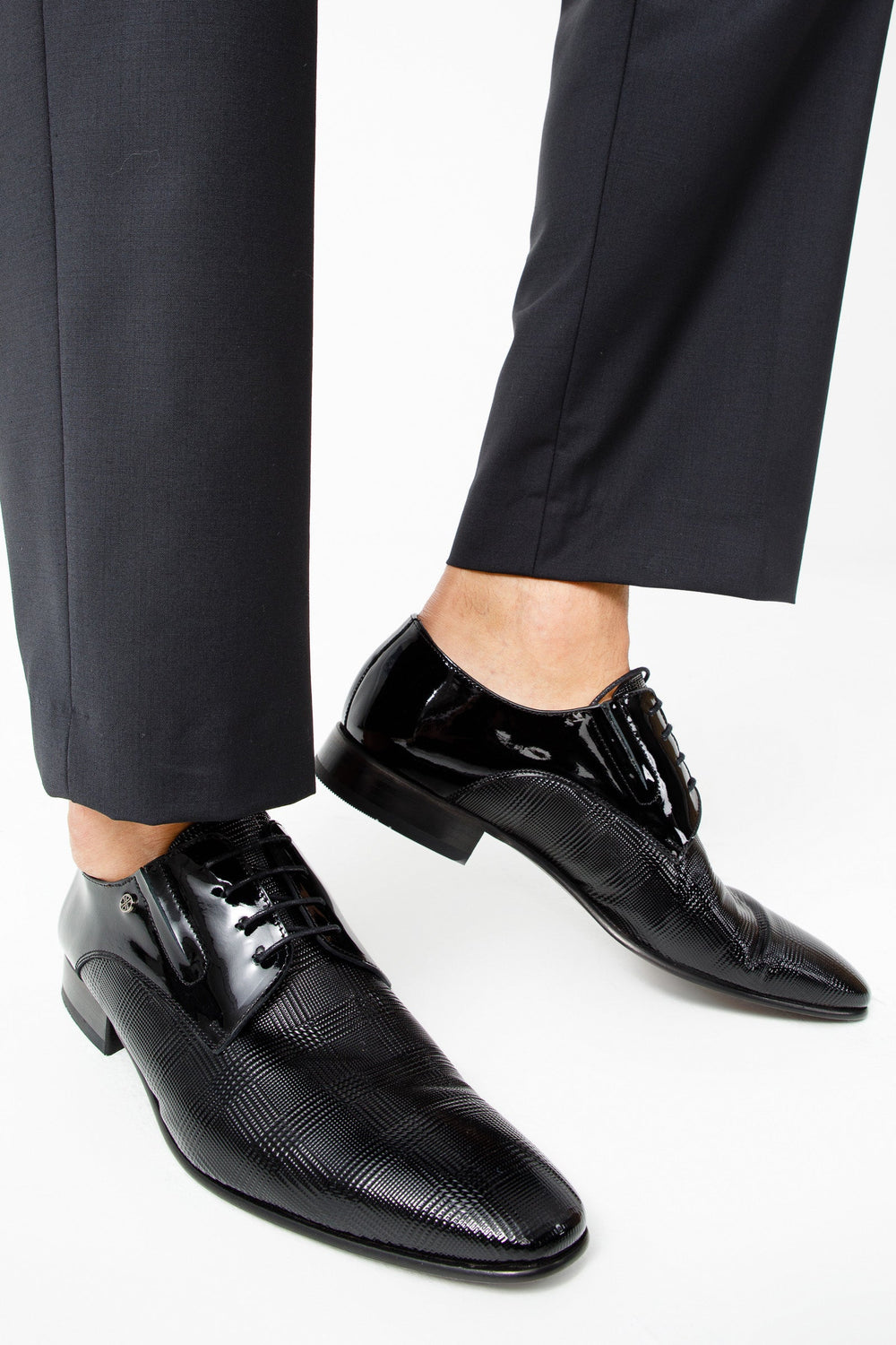 The San Severo Black Patent Leather Derby Shoe