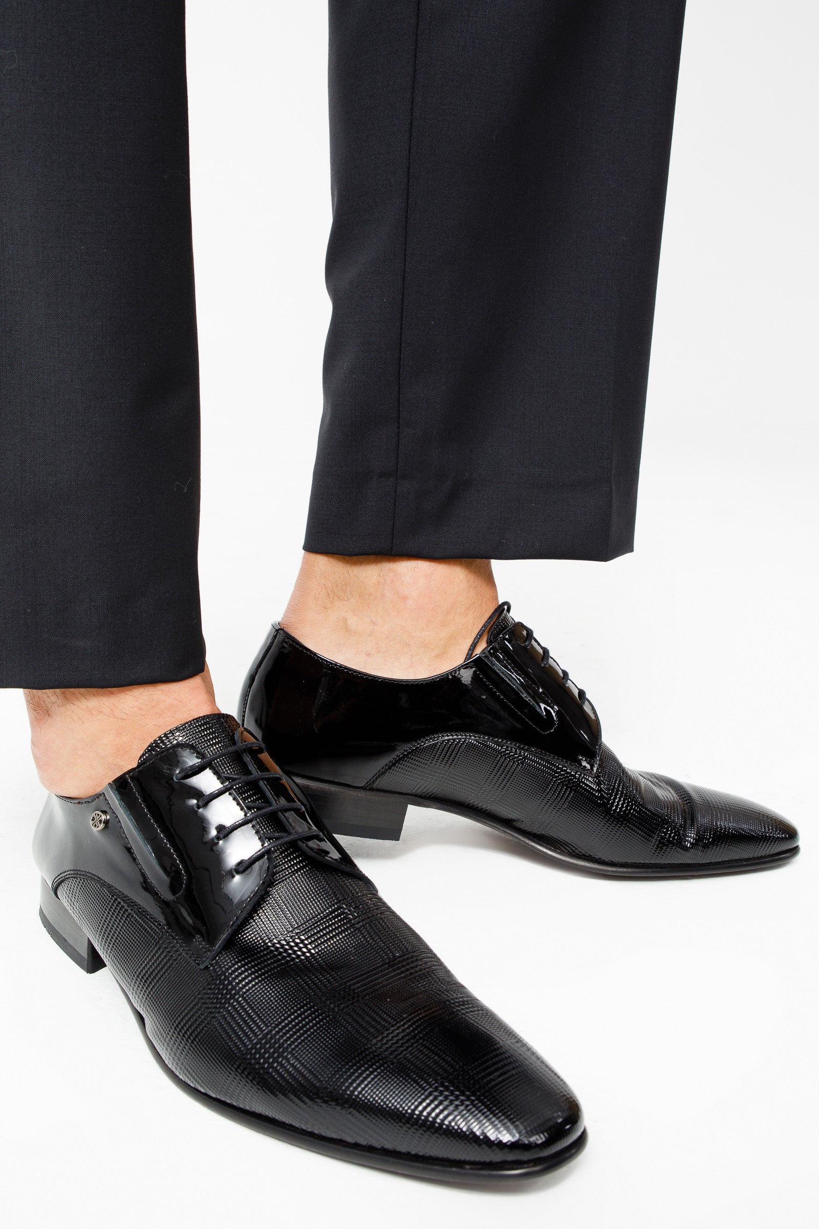 The San Severo Black Patent Leather Derby Shoe