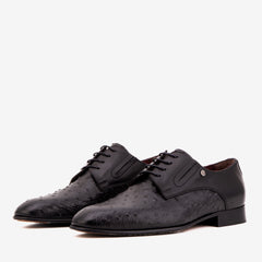 The Porto Alegre Black Leather Derby Shoe