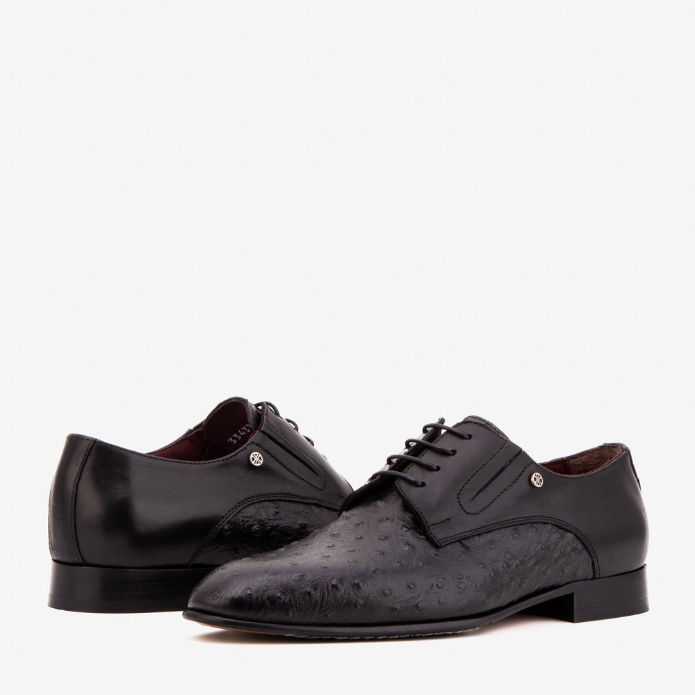 The Porto Alegre Black Leather Derby Shoe