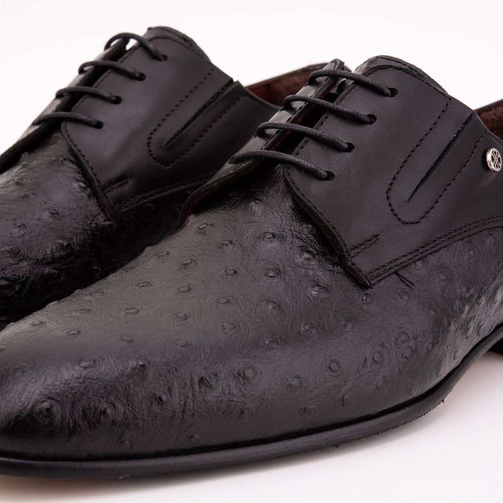 The Porto Alegre Black Leather Derby Shoe