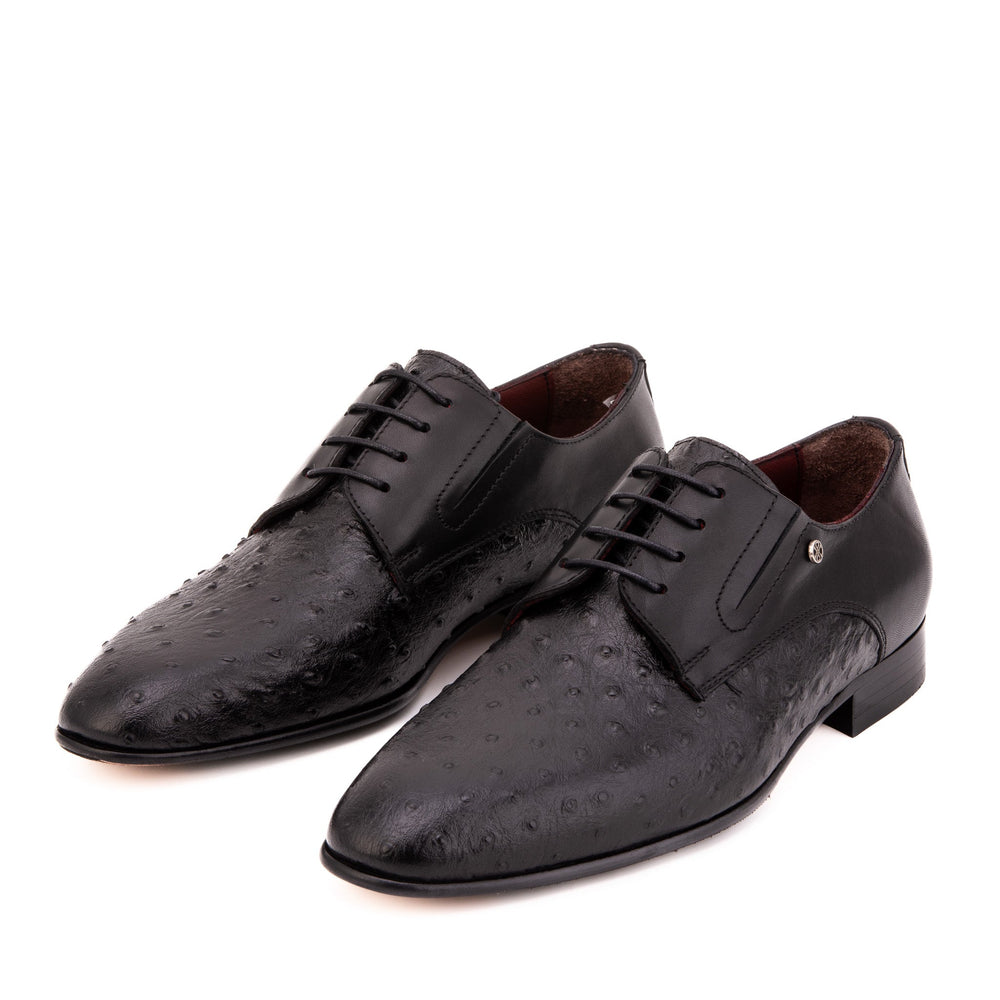 The Porto Alegre Black Leather Derby Shoe