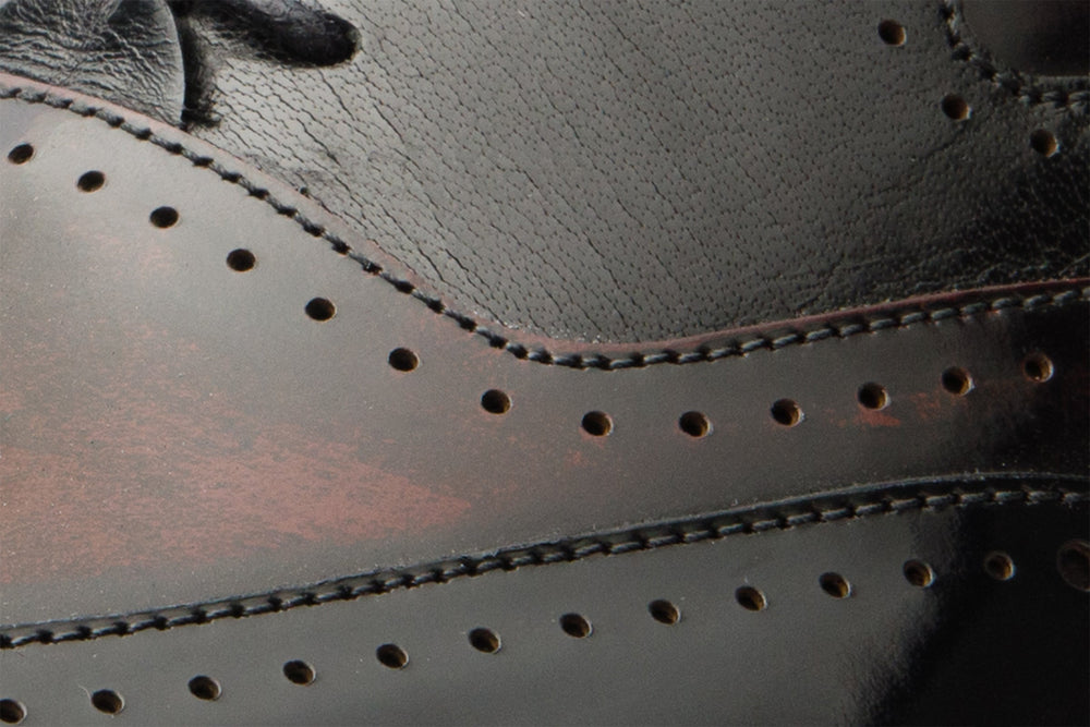 The Dicle Black\/Burgundy Wingtip Semi Brogue Derby Shoe