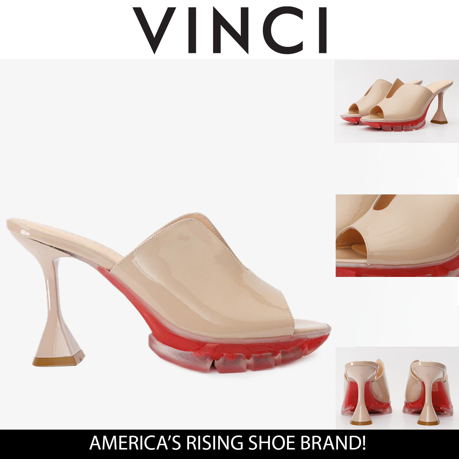 The Caratal Cream Patent Leather Sandal