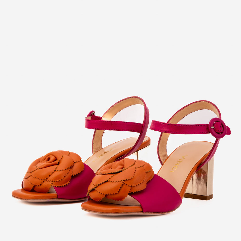 The Salerno Fuchsia Leather Sandal