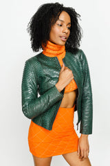 The Mekke Pythn Skin Green Leather Jacket