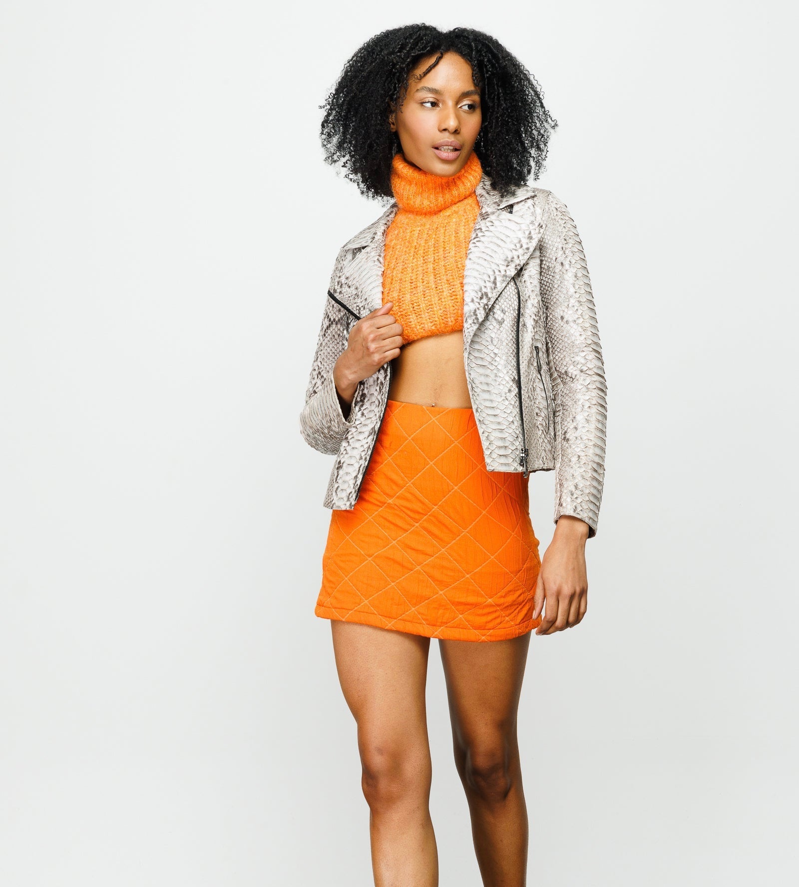 The Queen Pythn Leather Naturel Color Skin Jacket