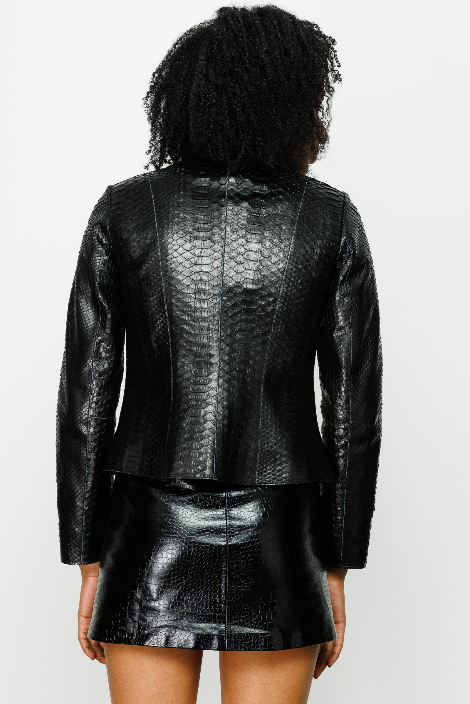 The Mekke Pythn Skin Black Leather Jacket