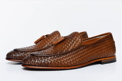 The Mclean Shoe Tan Woven Tassel Loafer  Shoe