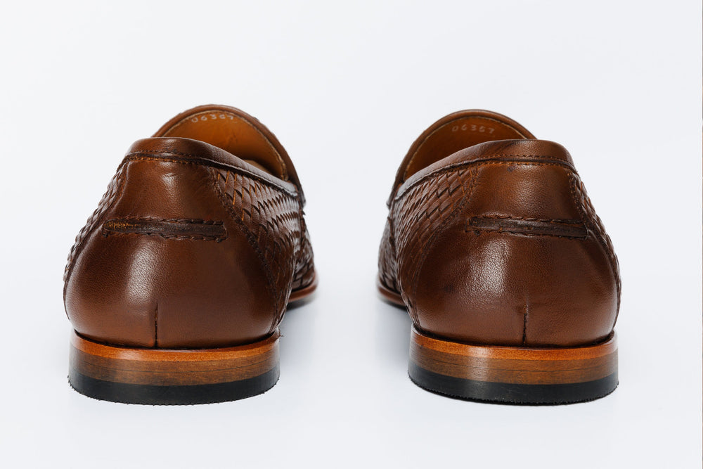 The Mclean Shoe Tan Woven Tassel Loafer  Shoe