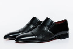 The Everest Black Leather Cap Toe Dress Loafer Shoe