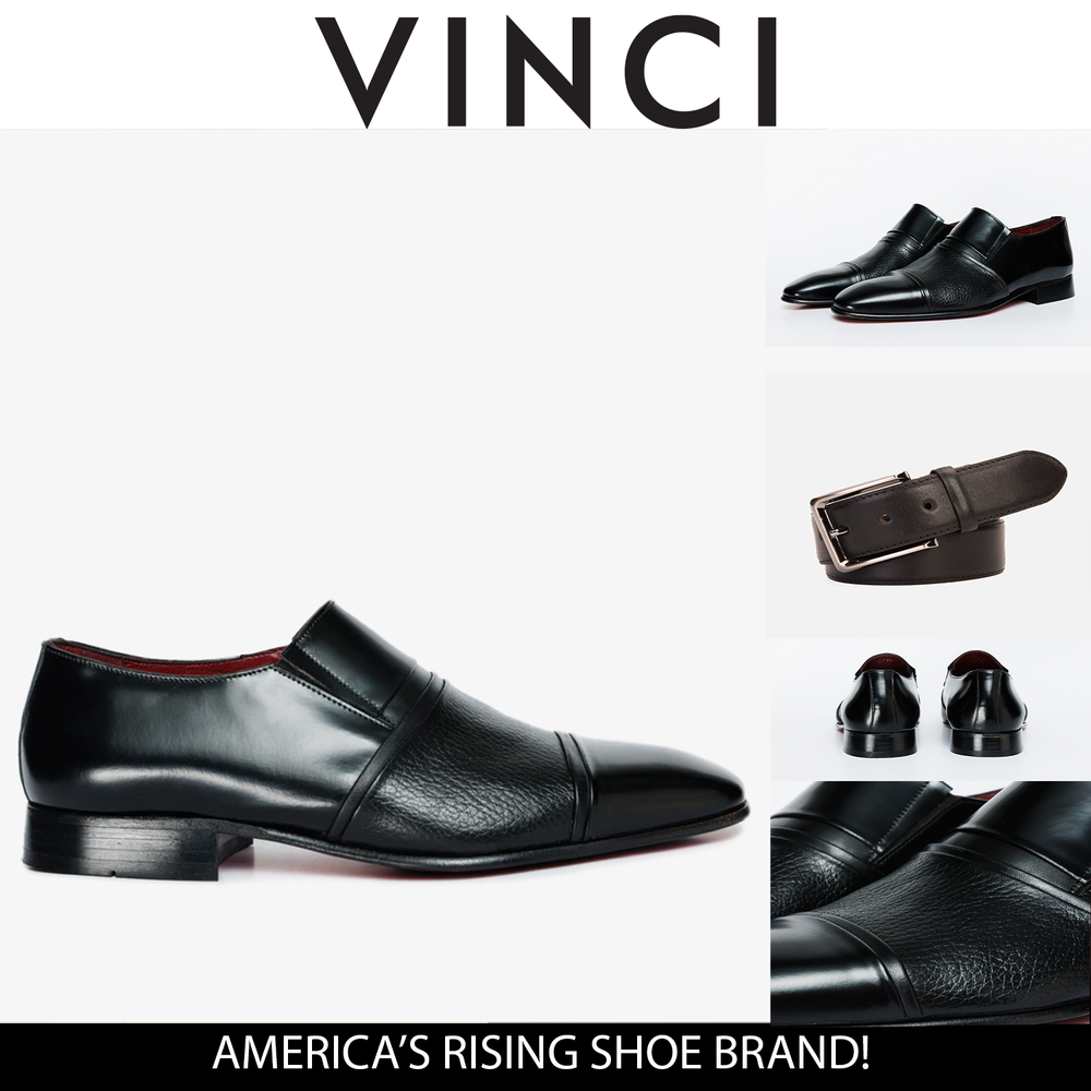 The Everest Black Leather Cap Toe Dress Loafer Shoe
