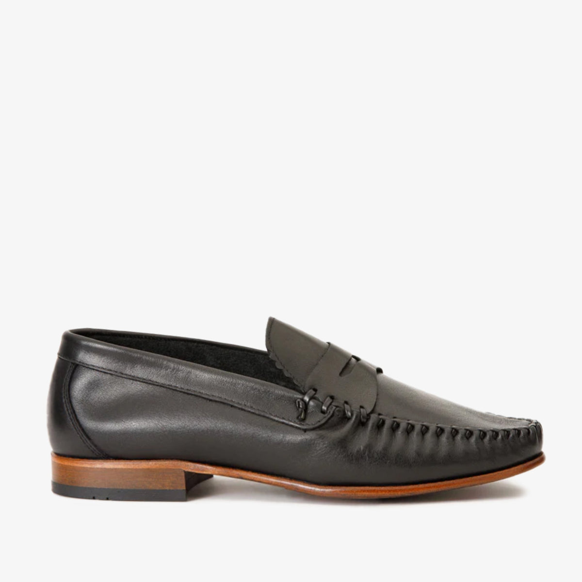 The Eregli Black Leather Penny Loafer Shoe