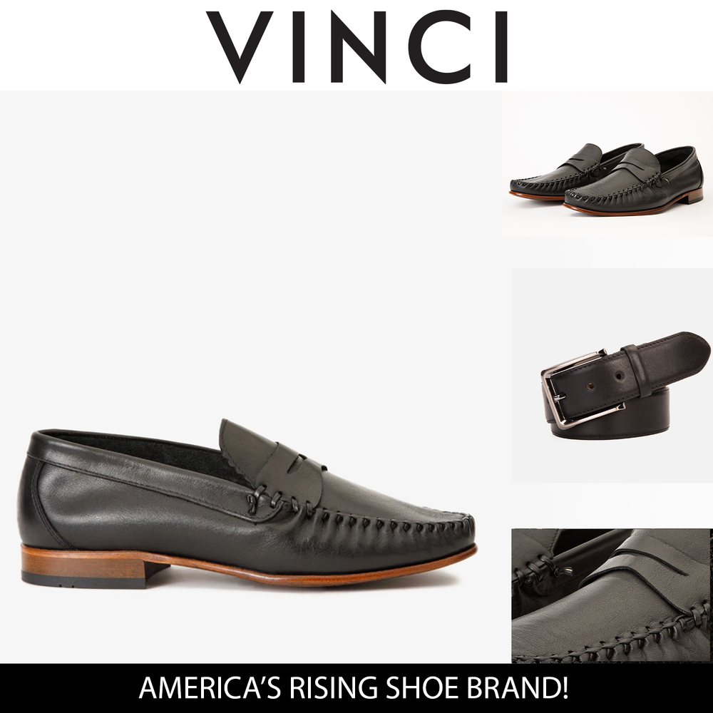 The Eregli Black Leather Penny Loafer Shoe