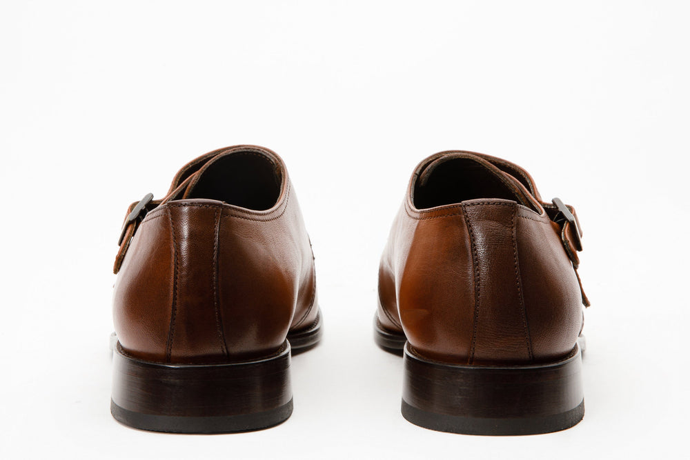 The Essen Brown Cap Toe Double Monk Strap Shoe