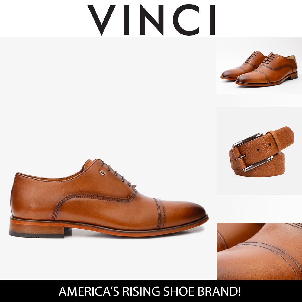 The Gambaha Tan Leather Quarter Brogue Cap Toe Oxford Shoe