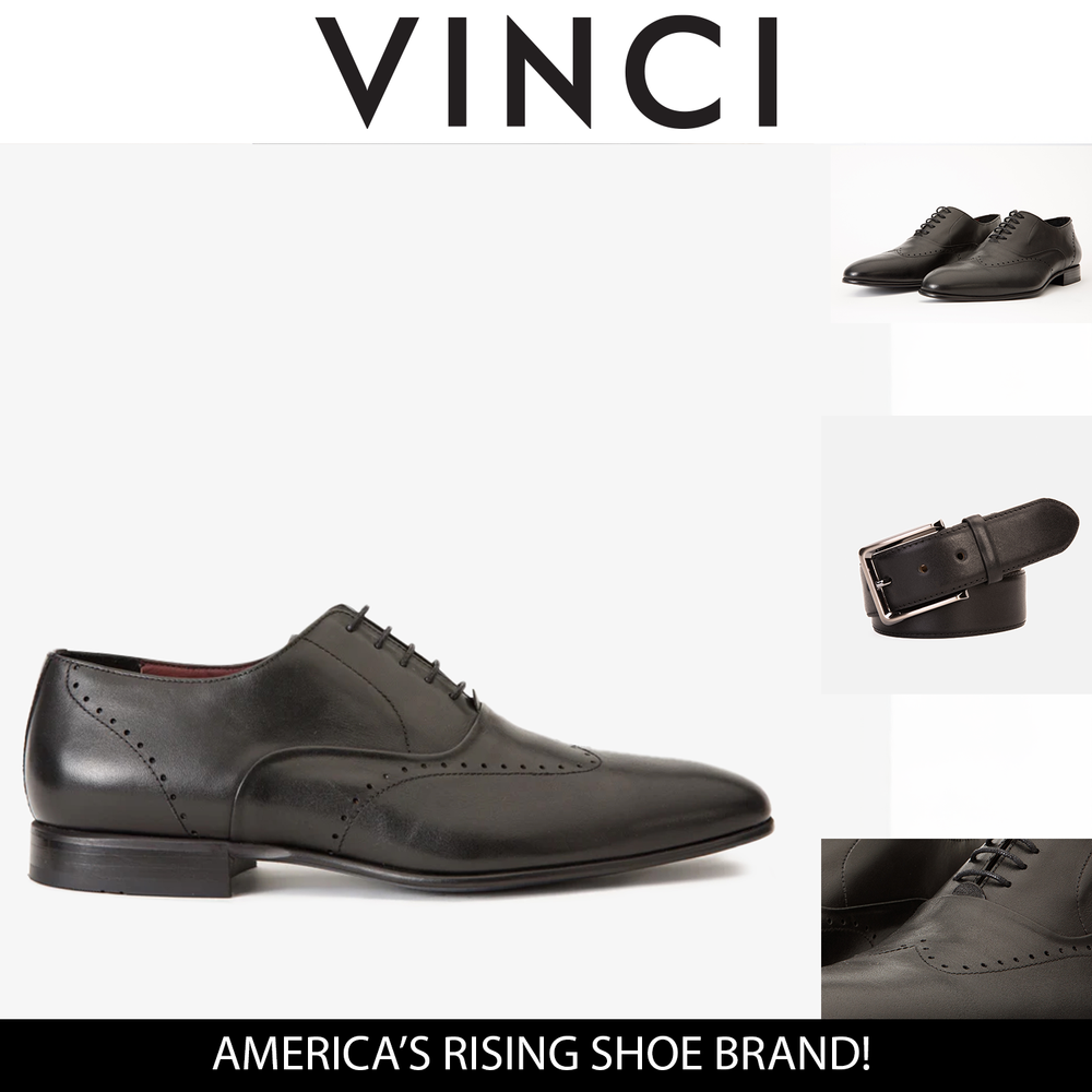 The Roma Black Leather Wingtip Oxford Shoe