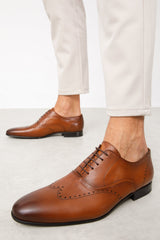 The Roma Tan Leather Wingtip Oxford Shoe