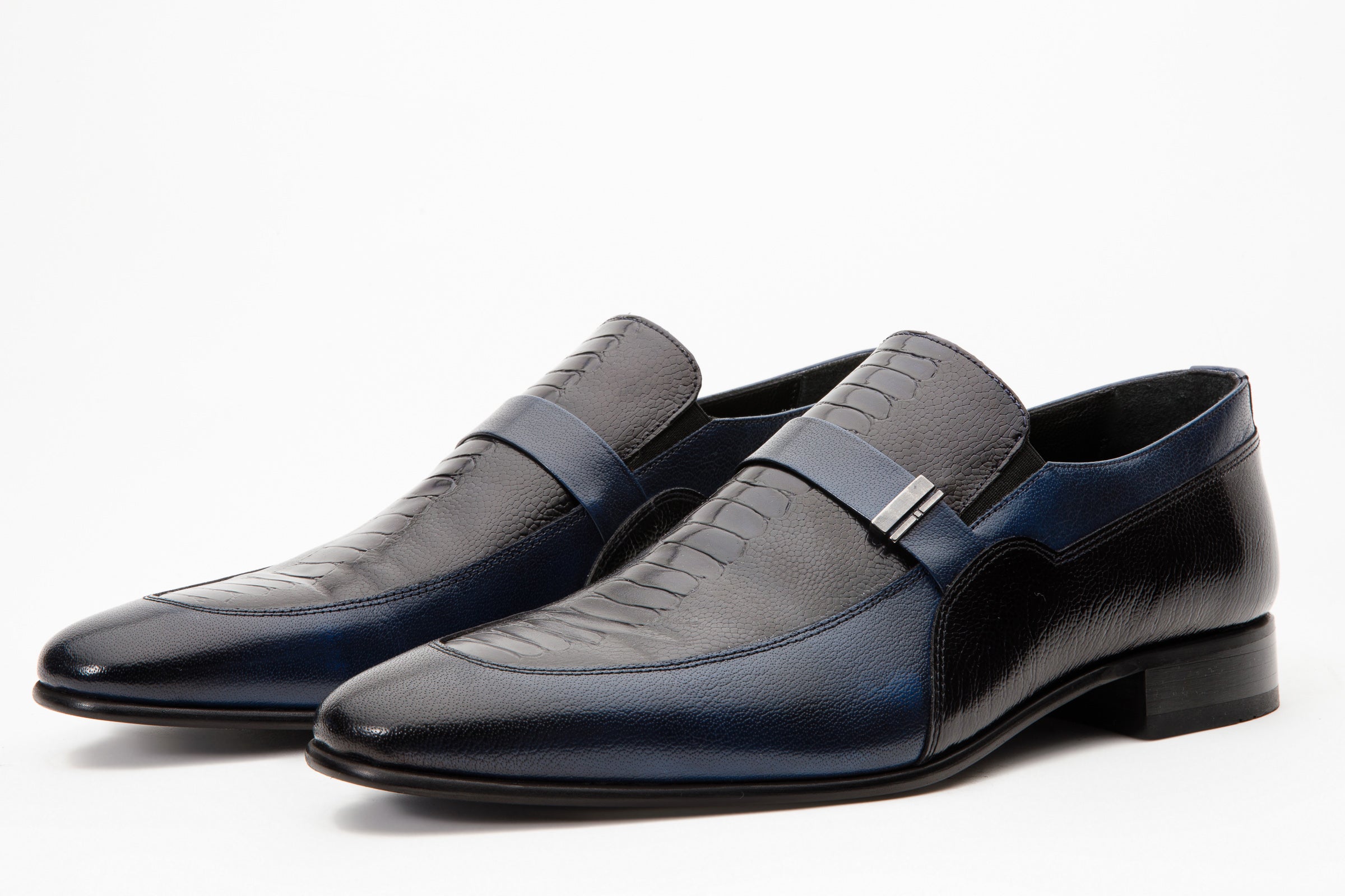 The Kazablanka Navy Leather Bit Loafer  Shoe